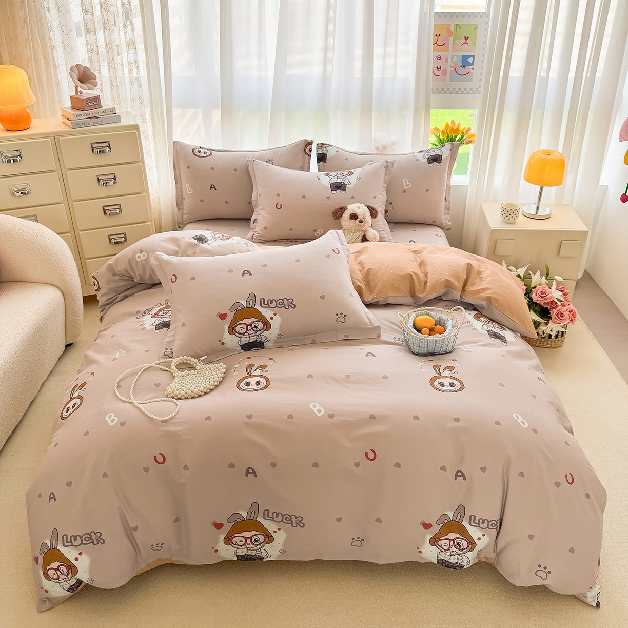 91家纺网 家纺一手货源 找家纺 壹贝家纺 2026新款小清新100%全棉纯棉印花系列被套单件-单被套 小布