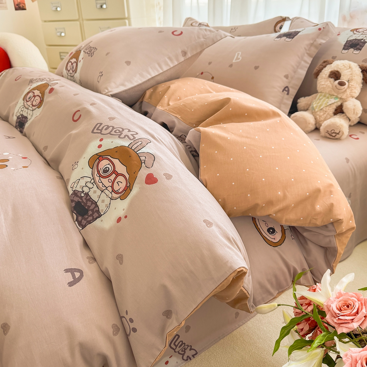 91家纺网 家纺一手货源 找家纺 壹贝家纺 2026新款小清新100%全棉纯棉印花系列被套单件-单被套 小布