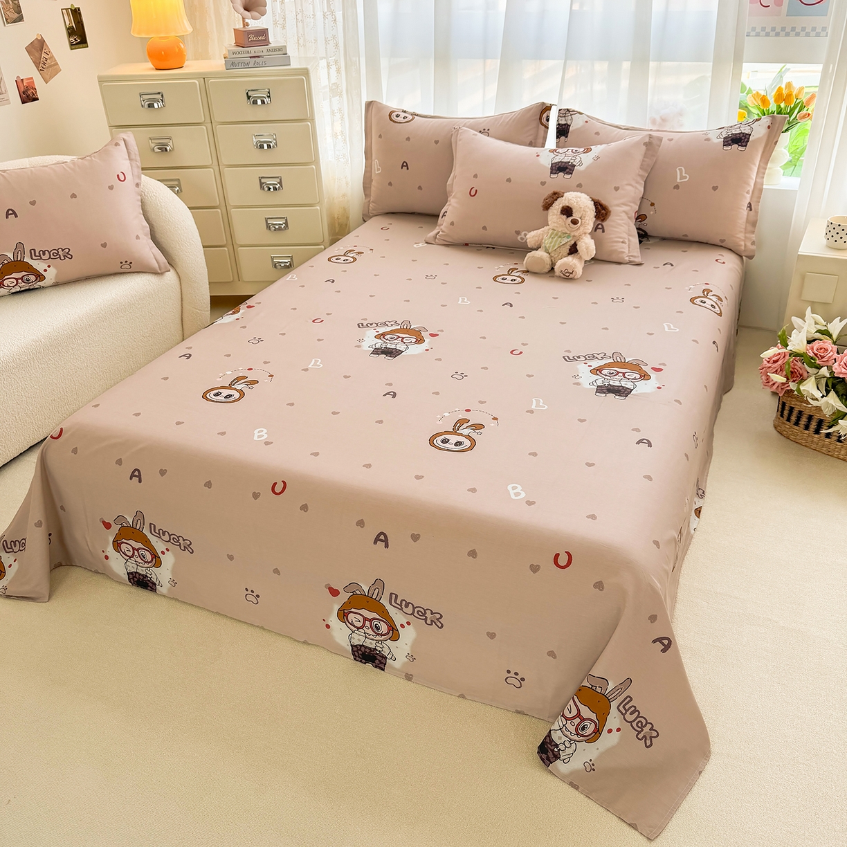 91家纺网 家纺一手货源 找家纺 壹贝家纺 2026新款小清新100%全棉纯棉印花系列被套单件-单被套 小布