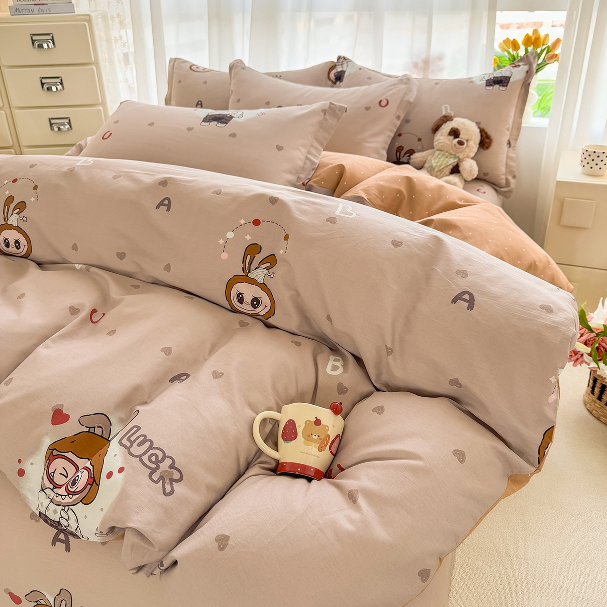 91家纺网 家纺一手货源 找家纺 壹贝家纺 2026新款小清新100%全棉纯棉印花系列被套单件-单被套 小布