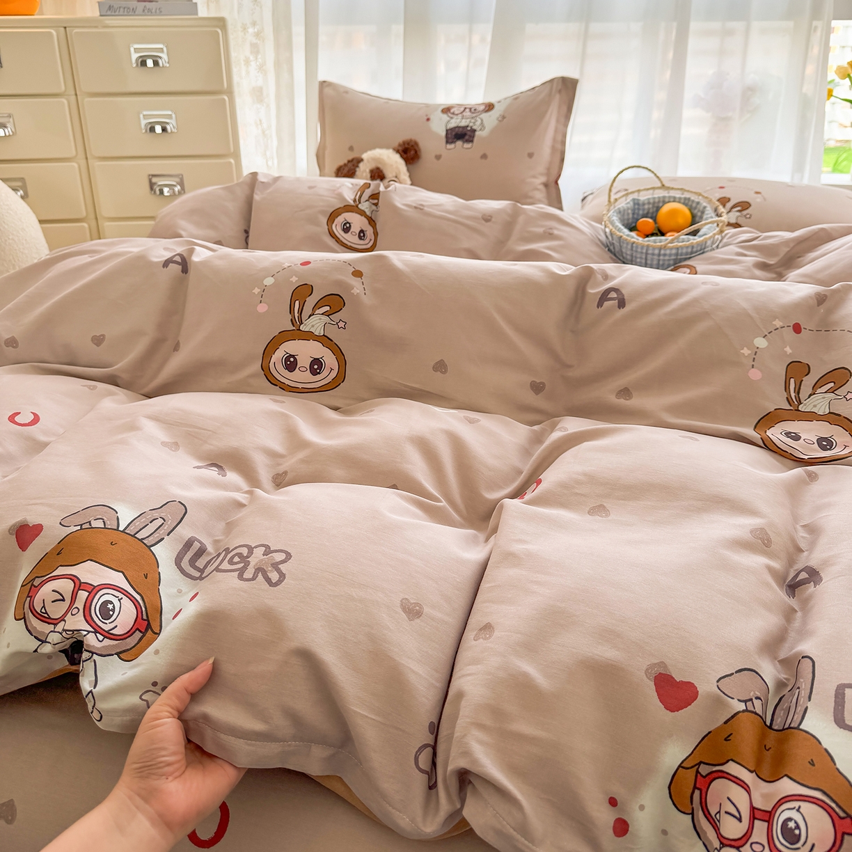 91家纺网 家纺一手货源 找家纺 壹贝家纺 2026新款小清新100%全棉纯棉印花系列被套单件-单被套 小布