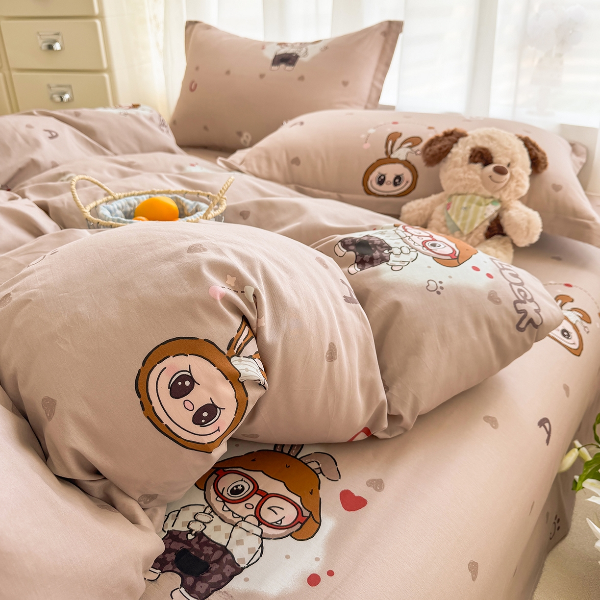 91家纺网 家纺一手货源 找家纺 壹贝家纺 2026新款小清新100%全棉纯棉印花系列被套单件-单被套 小布