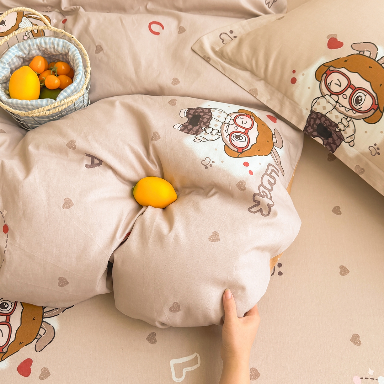 91家纺网 家纺一手货源 找家纺 壹贝家纺 2026新款小清新100%全棉纯棉印花系列被套单件-单被套 小布