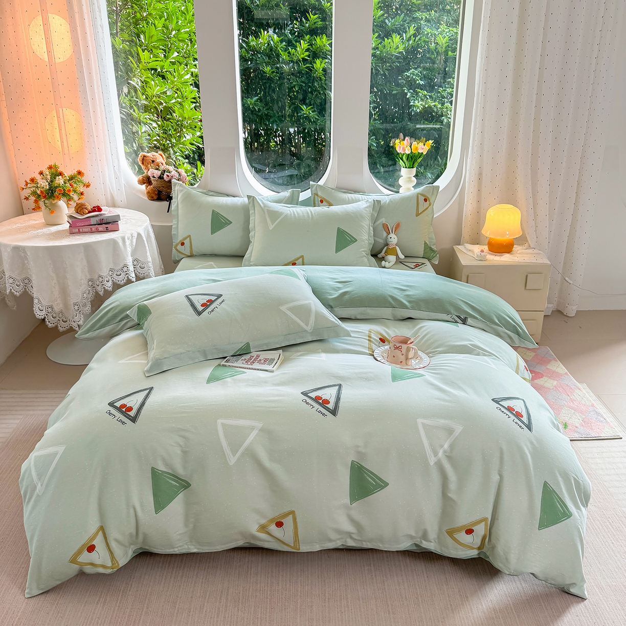 91家纺网 家纺一手货源 找家纺 壹贝家纺 2026新款小清新100%全棉纯棉印花系列被套单件-单被套 小可布丁