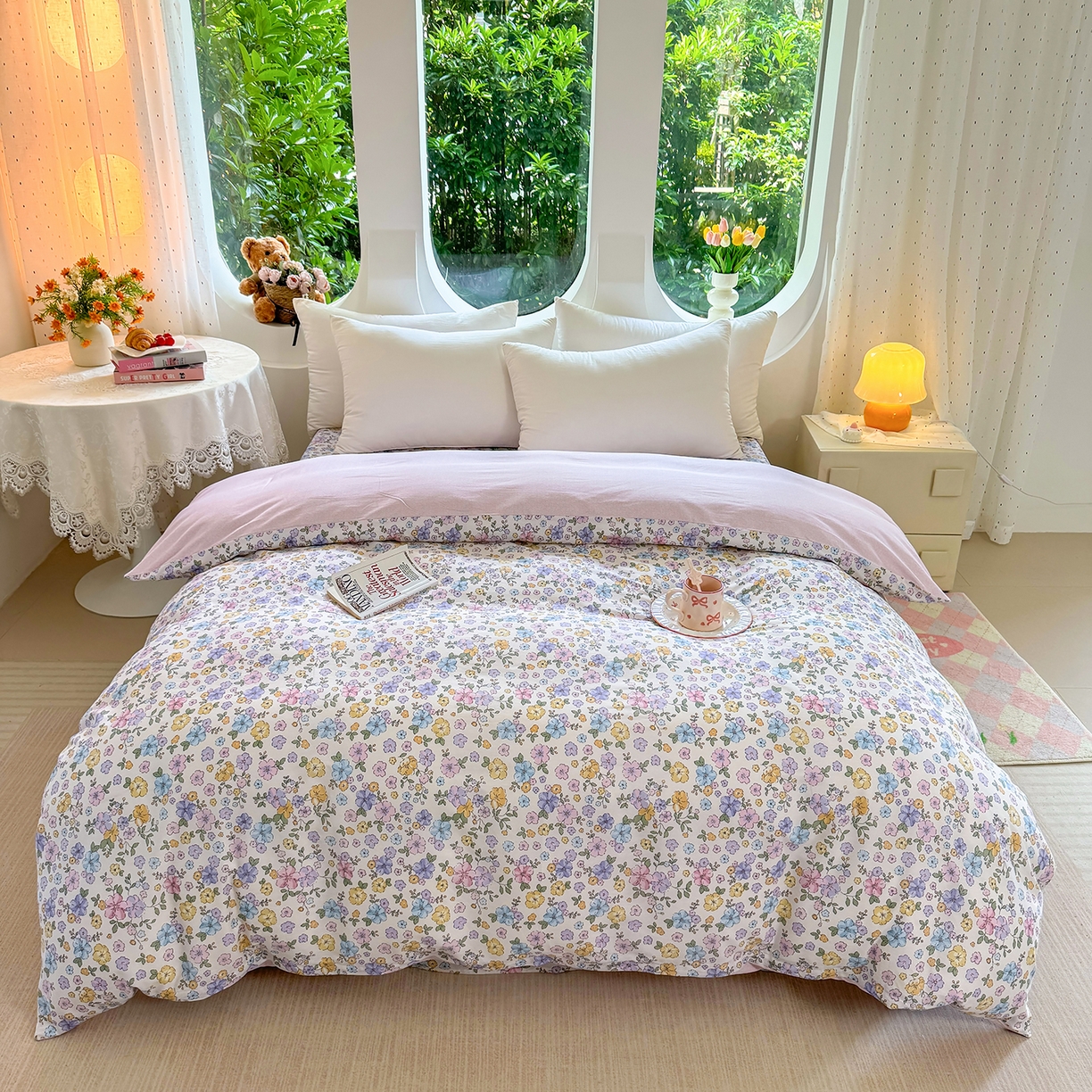 壹贝家纺 2026新款小清新100%全棉纯棉印花系列被套单件-单被套 小美满