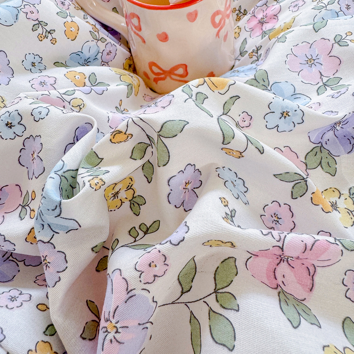 91家纺网 家纺一手货源 找家纺 壹贝家纺 2026新款小清新100%全棉纯棉印花系列被套单件-单被套 小美满