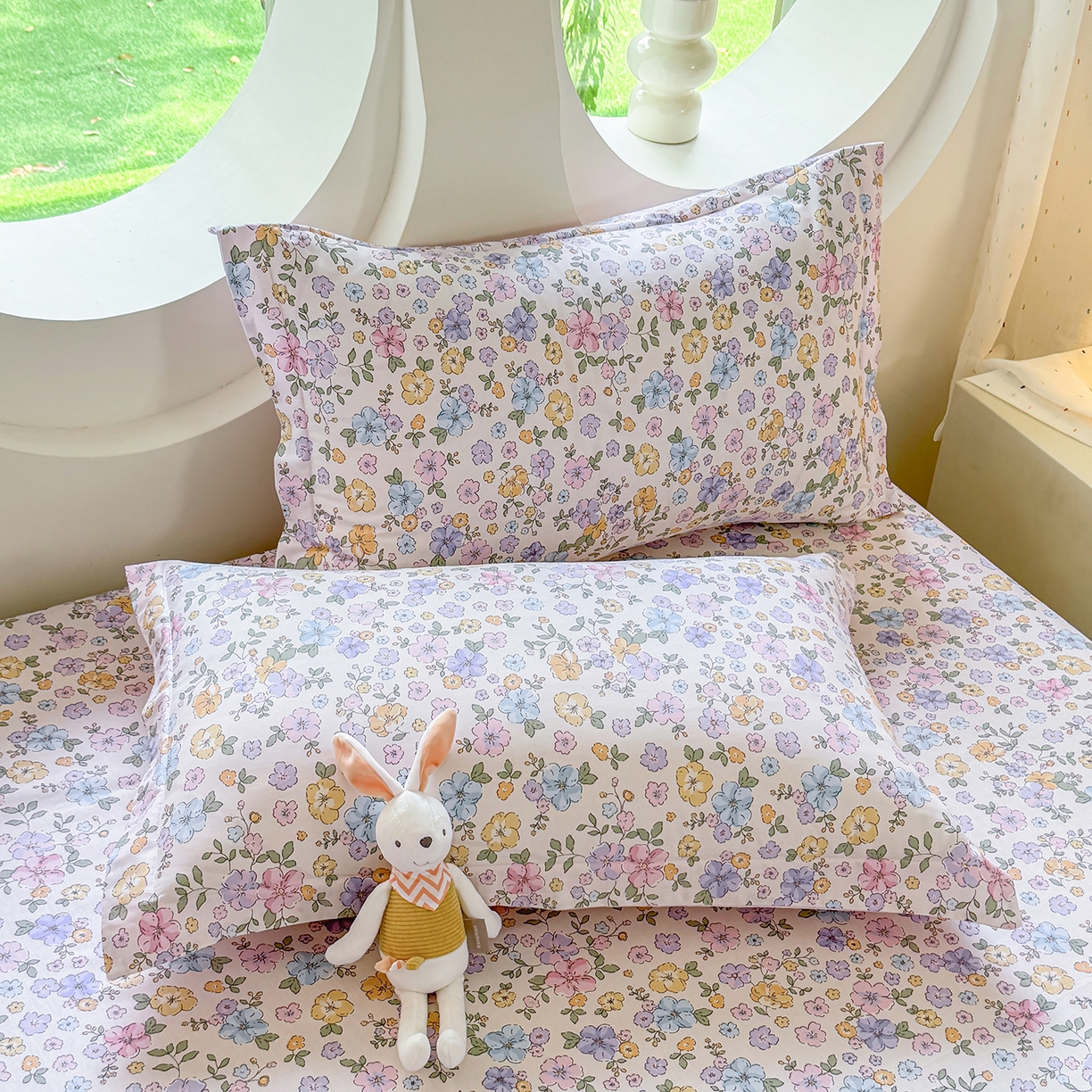 91家纺网 家纺一手货源 找家纺 壹贝家纺 2026新款小清新100%全棉纯棉印花系列被套单件-单被套 小美满