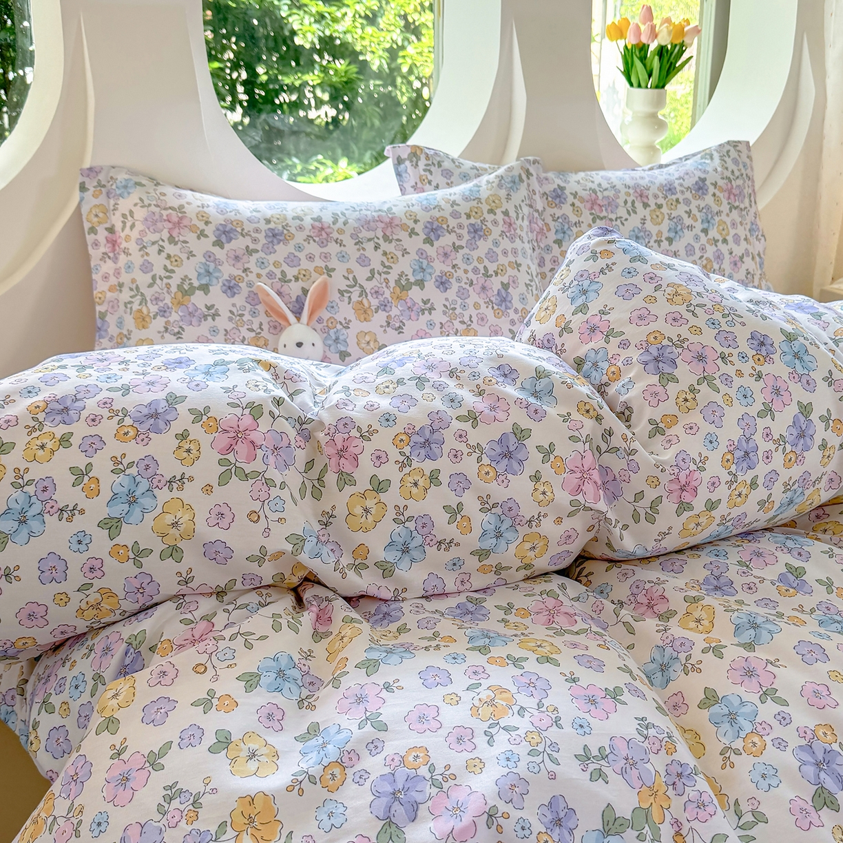 91家纺网 家纺一手货源 找家纺 壹贝家纺 2026新款小清新100%全棉纯棉印花系列被套单件-单被套 小美满