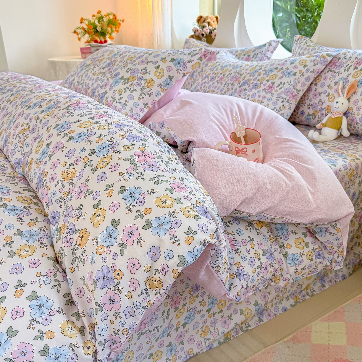 91家纺网 家纺一手货源 找家纺 壹贝家纺 2026新款小清新100%全棉纯棉印花系列被套单件-单被套 小美满