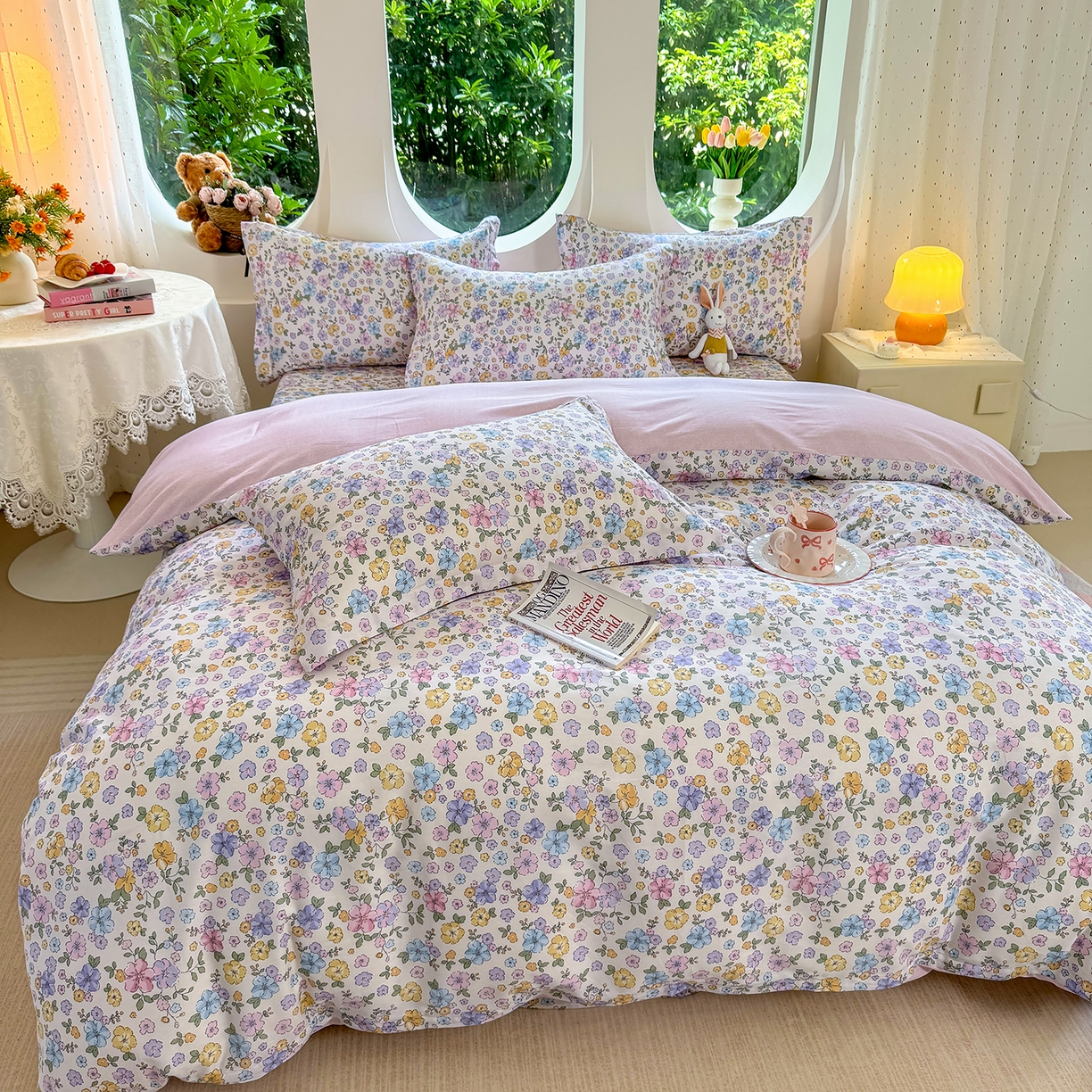 91家纺网 家纺一手货源 找家纺 壹贝家纺 2026新款小清新100%全棉纯棉印花系列被套单件-单被套 小美满