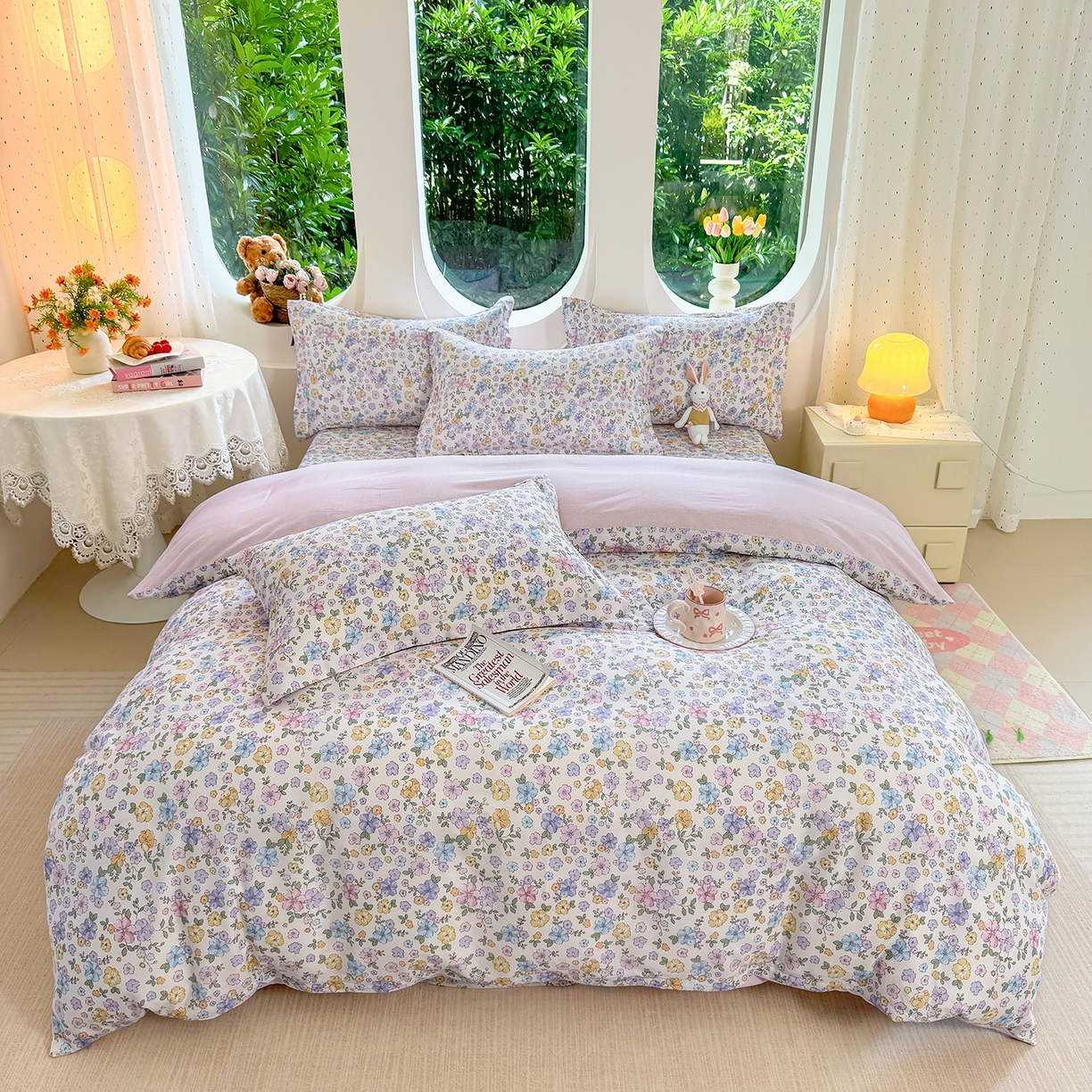 91家纺网 家纺一手货源 找家纺 壹贝家纺 2026新款小清新100%全棉纯棉印花系列被套单件-单被套 小美满