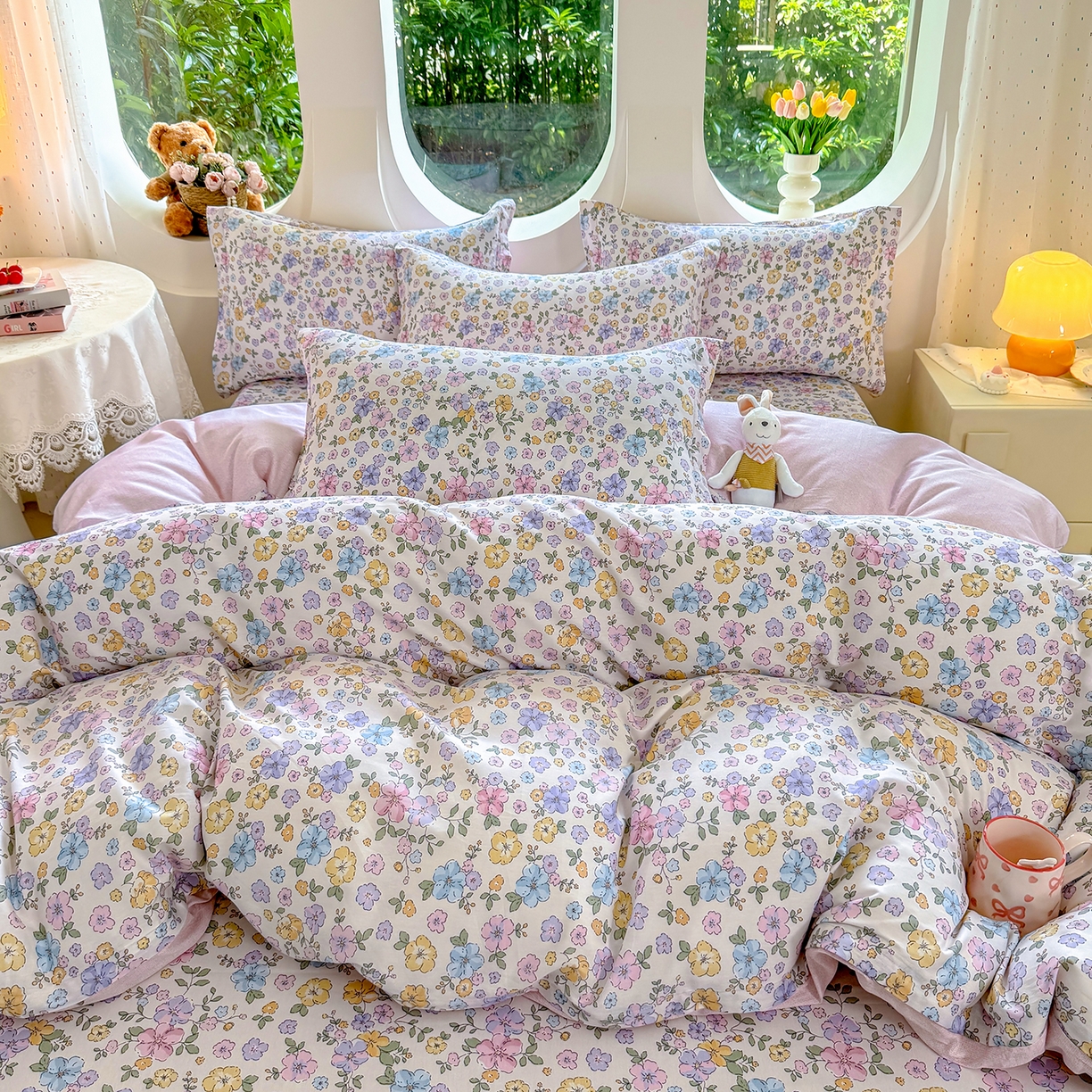 91家纺网 家纺一手货源 找家纺 壹贝家纺 2026新款小清新100%全棉纯棉印花系列被套单件-单被套 小美满