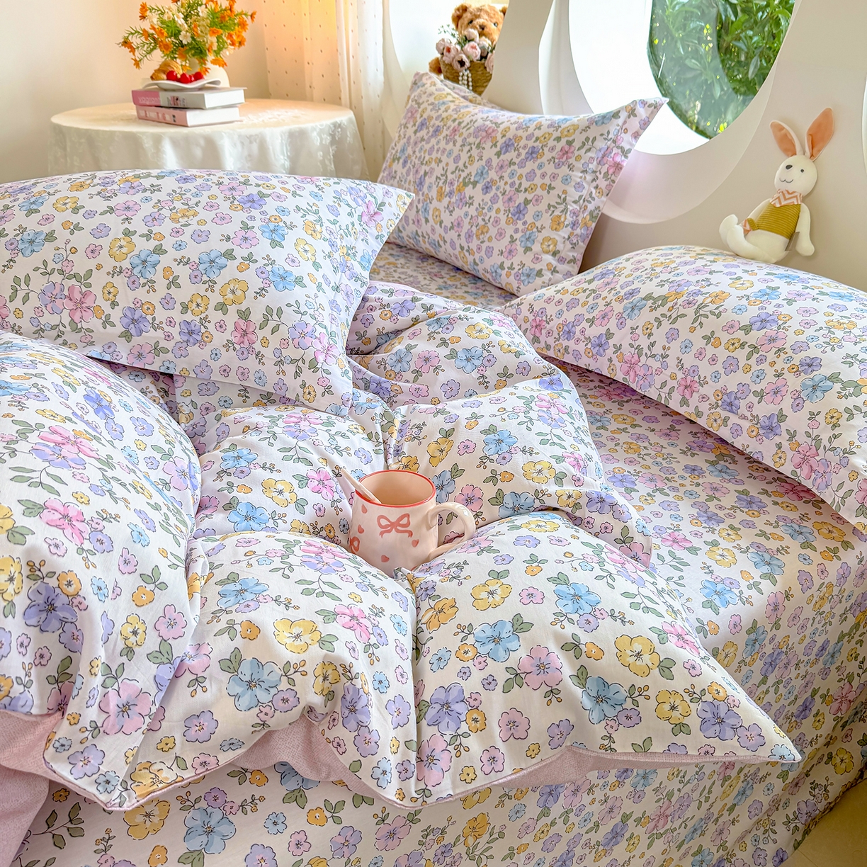 91家纺网 家纺一手货源 找家纺 壹贝家纺 2026新款小清新100%全棉纯棉印花系列被套单件-单被套 小美满