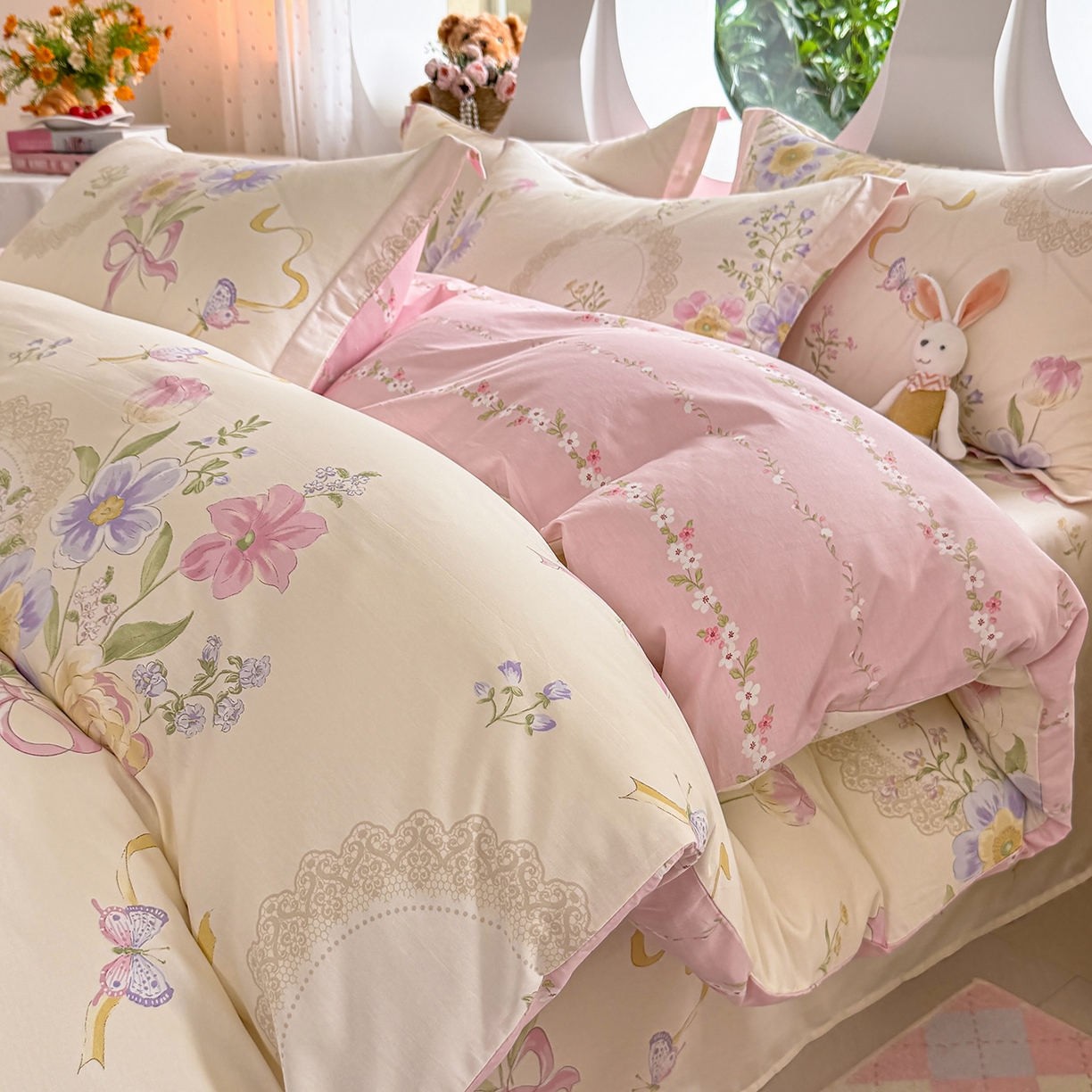 91家纺网 家纺一手货源 找家纺 壹贝家纺 2026新款小清新100%全棉纯棉印花系列被套单件-单被套 新恰如初