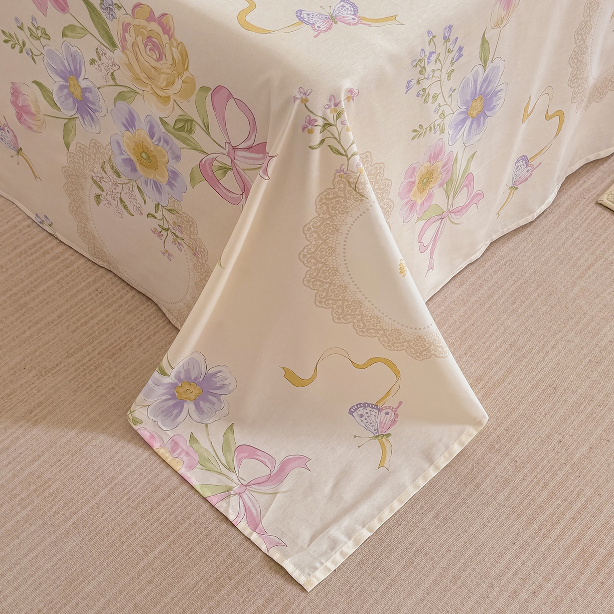 91家纺网 家纺一手货源 找家纺 壹贝家纺 2026新款小清新100%全棉纯棉印花系列被套单件-单被套 新恰如初