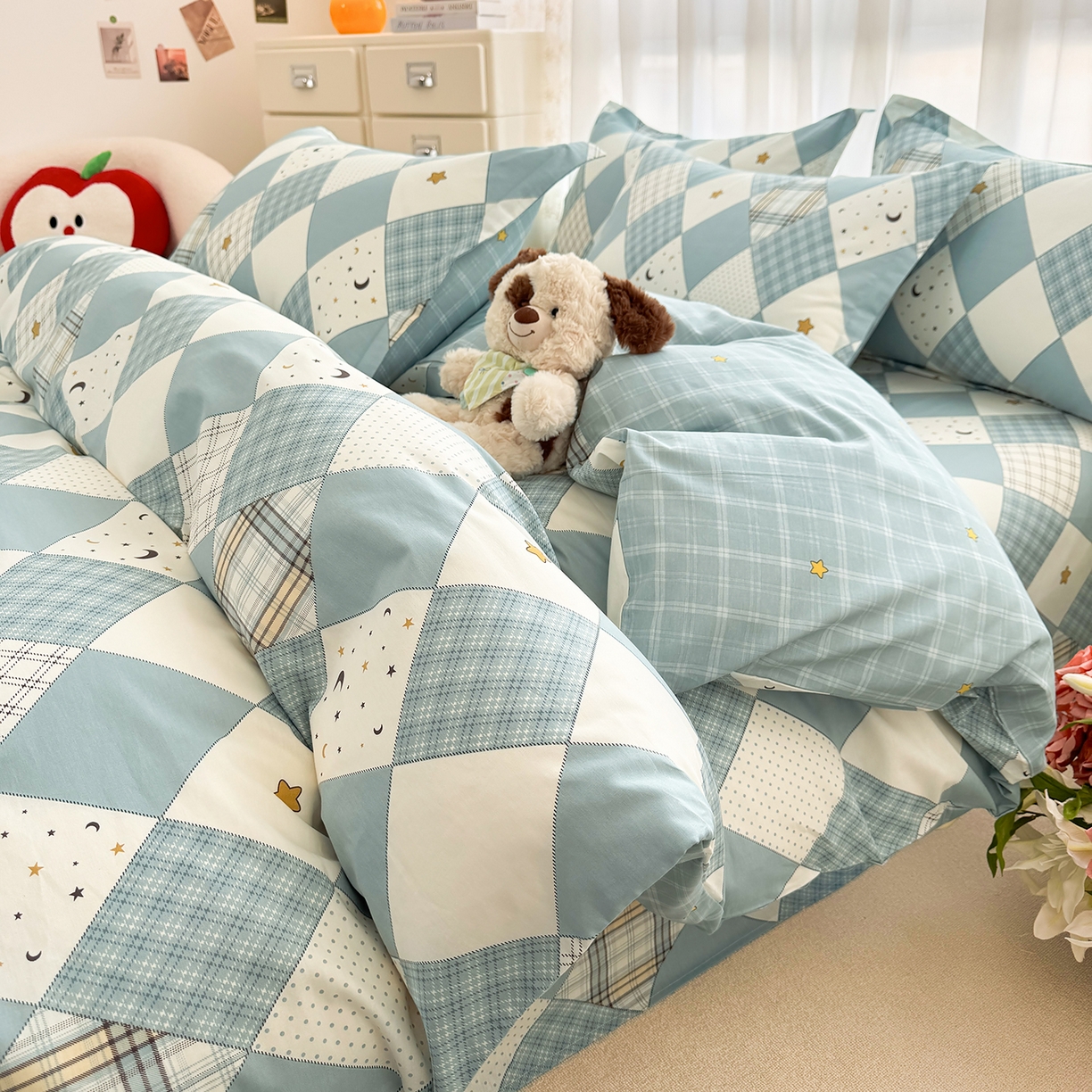 91家纺网 家纺一手货源 找家纺 壹贝家纺 2026新款小清新100%全棉纯棉印花系列被套单件-单被套 星空