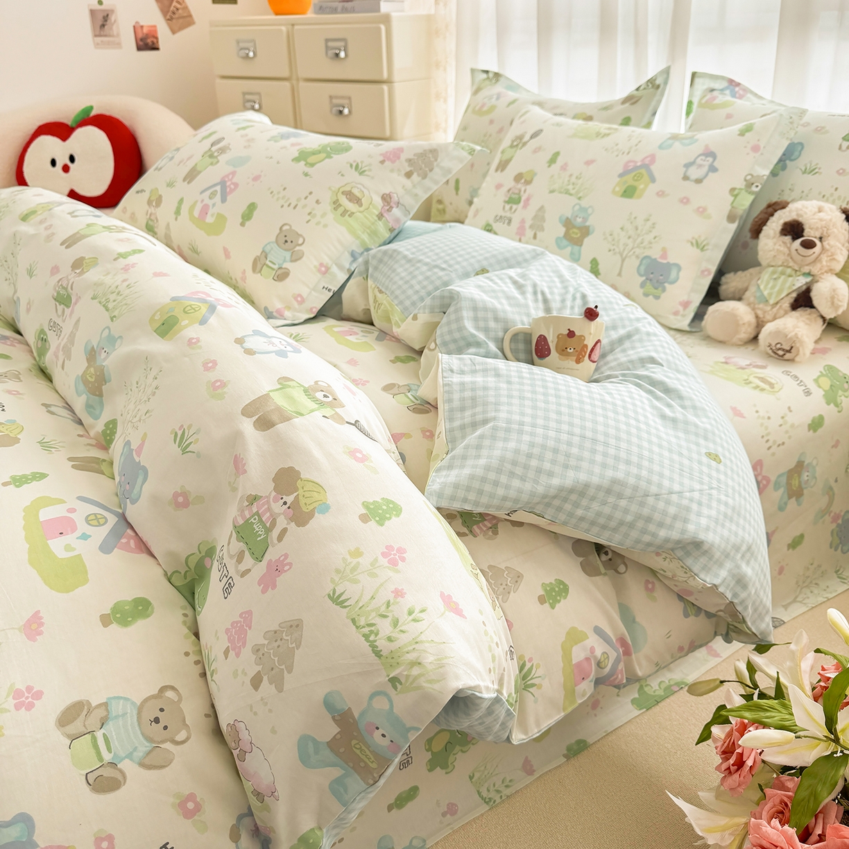 91家纺网 家纺一手货源 找家纺 壹贝家纺 2026新款小清新100%全棉纯棉印花系列被套单件-单被套 幸福之家