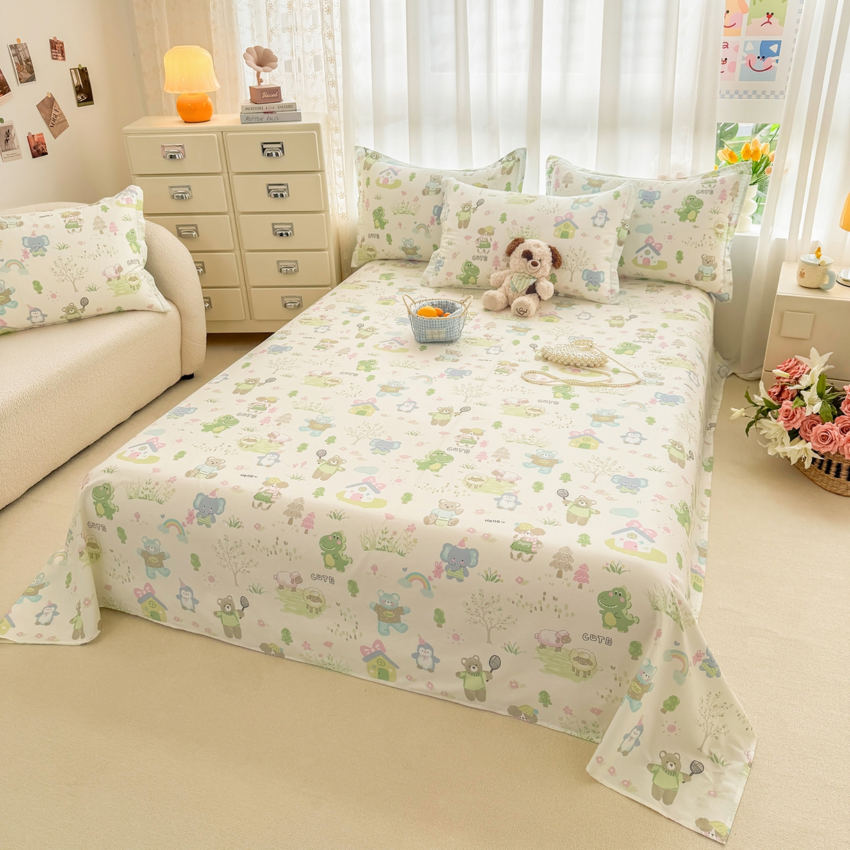 91家纺网 家纺一手货源 找家纺 壹贝家纺 2026新款小清新100%全棉纯棉印花系列被套单件-单被套 幸福之家