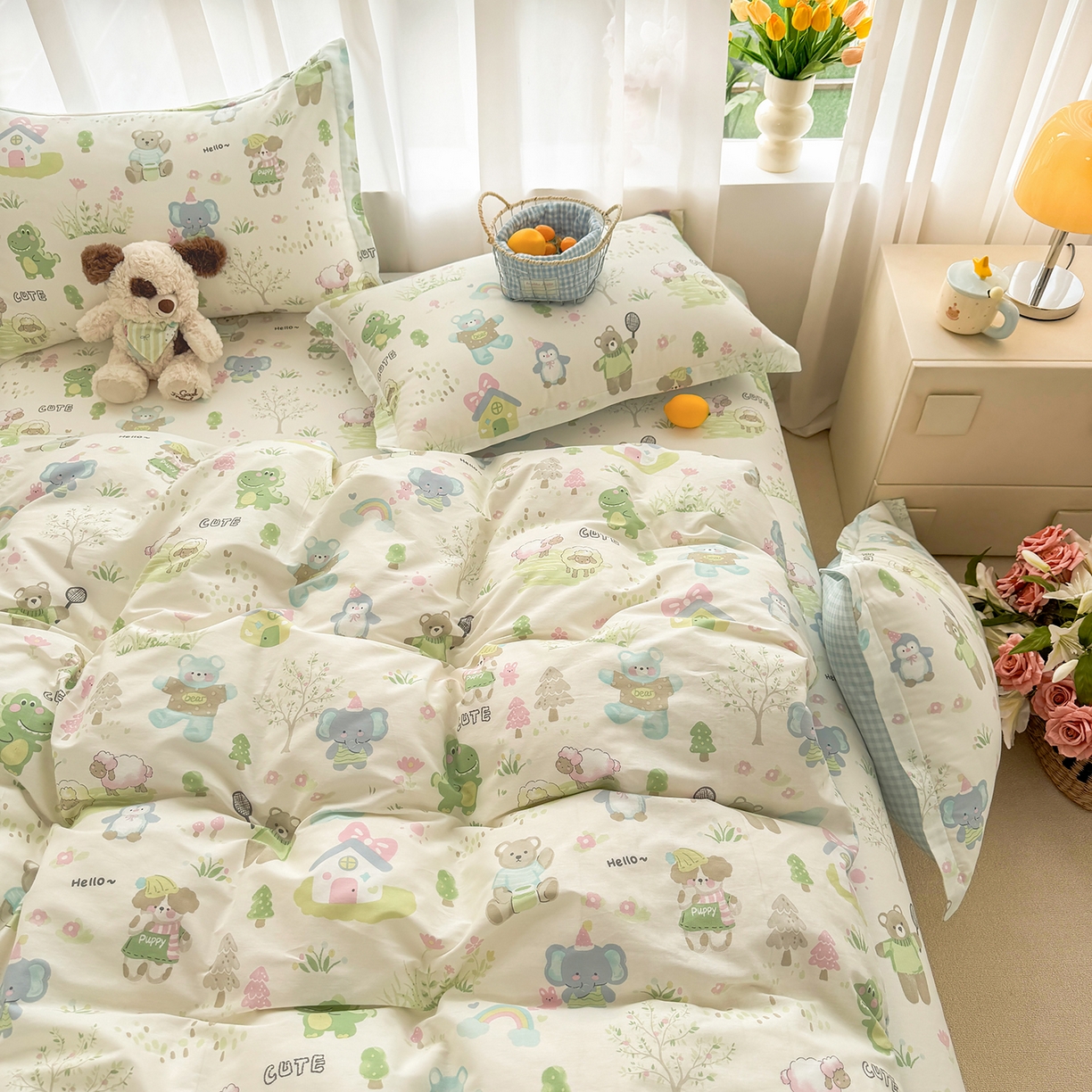 91家纺网 家纺一手货源 找家纺 壹贝家纺 2026新款小清新100%全棉纯棉印花系列被套单件-单被套 幸福之家