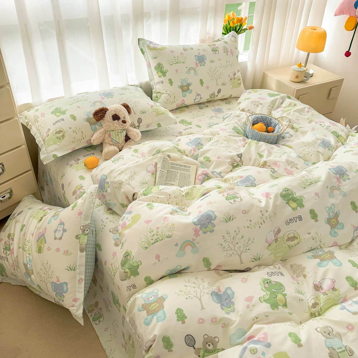 91家纺网 家纺一手货源 找家纺 壹贝家纺 2026新款小清新100%全棉纯棉印花系列被套单件-单被套 幸福之家