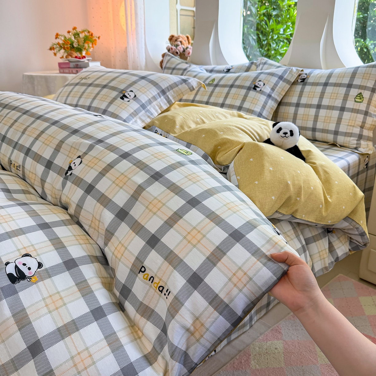 91家纺网 家纺一手货源 找家纺 壹贝家纺 2026新款小清新100%全棉纯棉印花系列被套单件-单被套 竹林物语