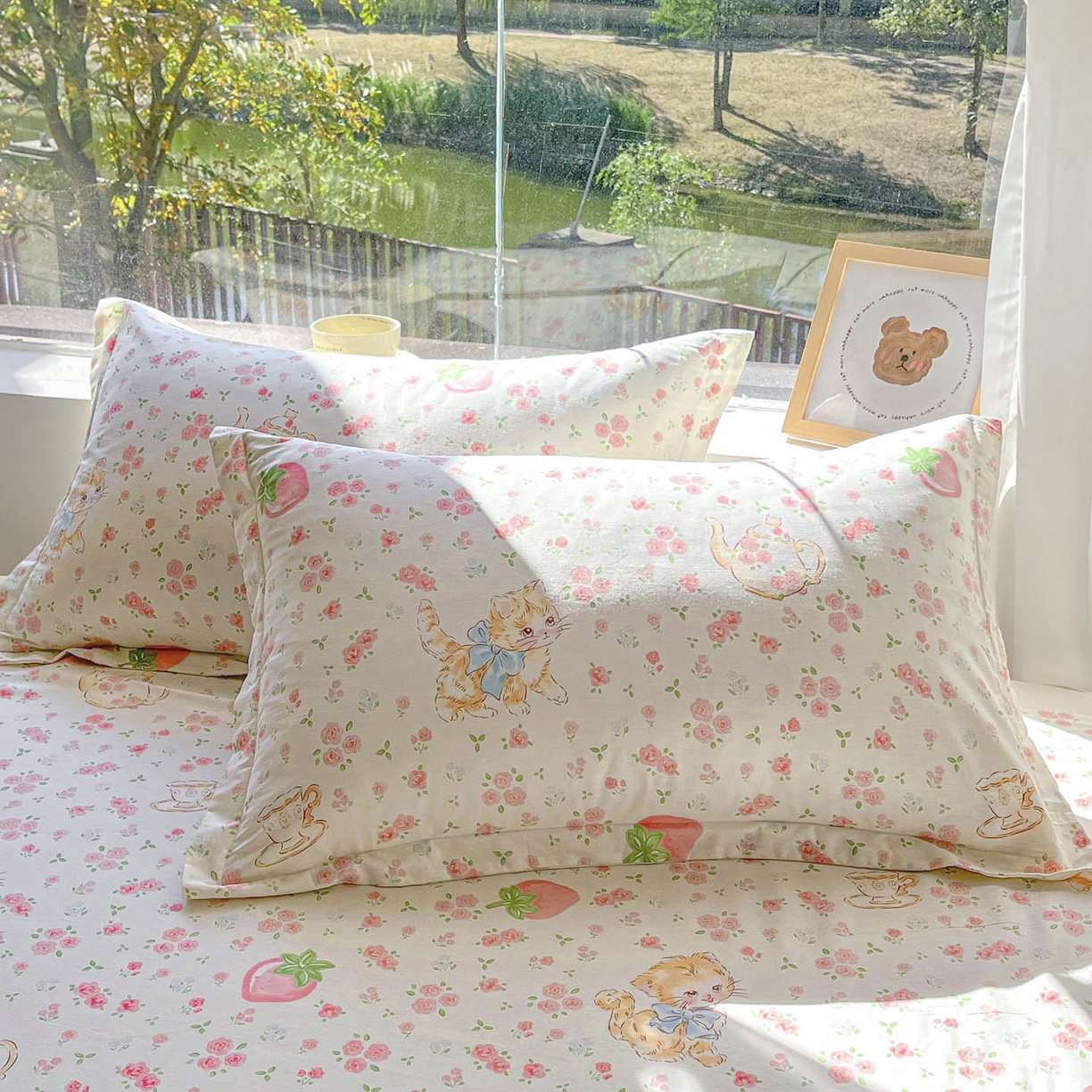 涵宸家纺 2026新款亲肤舒适全棉印花单枕套-68系列 总 枕套-萌小喵