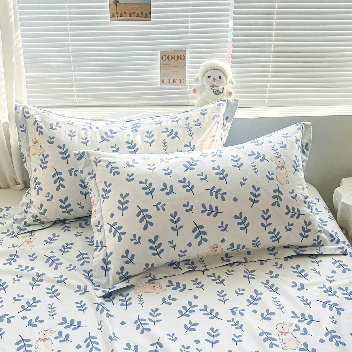 91家纺网 家纺一手货源 找家纺 涵宸家纺 2026新款亲肤舒适全棉印花单枕套-68系列 总 枕套-兔影