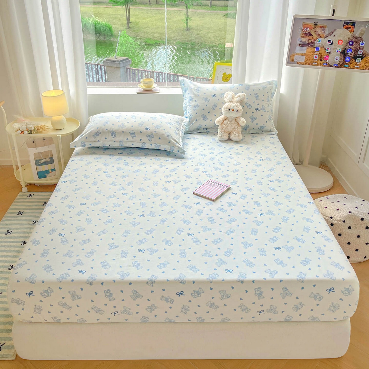 91家纺网 家纺一手货源 找家纺 涵宸家纺 2026新款亲肤舒适全棉印花单床笠-68系列 总 床笠-幸运熊