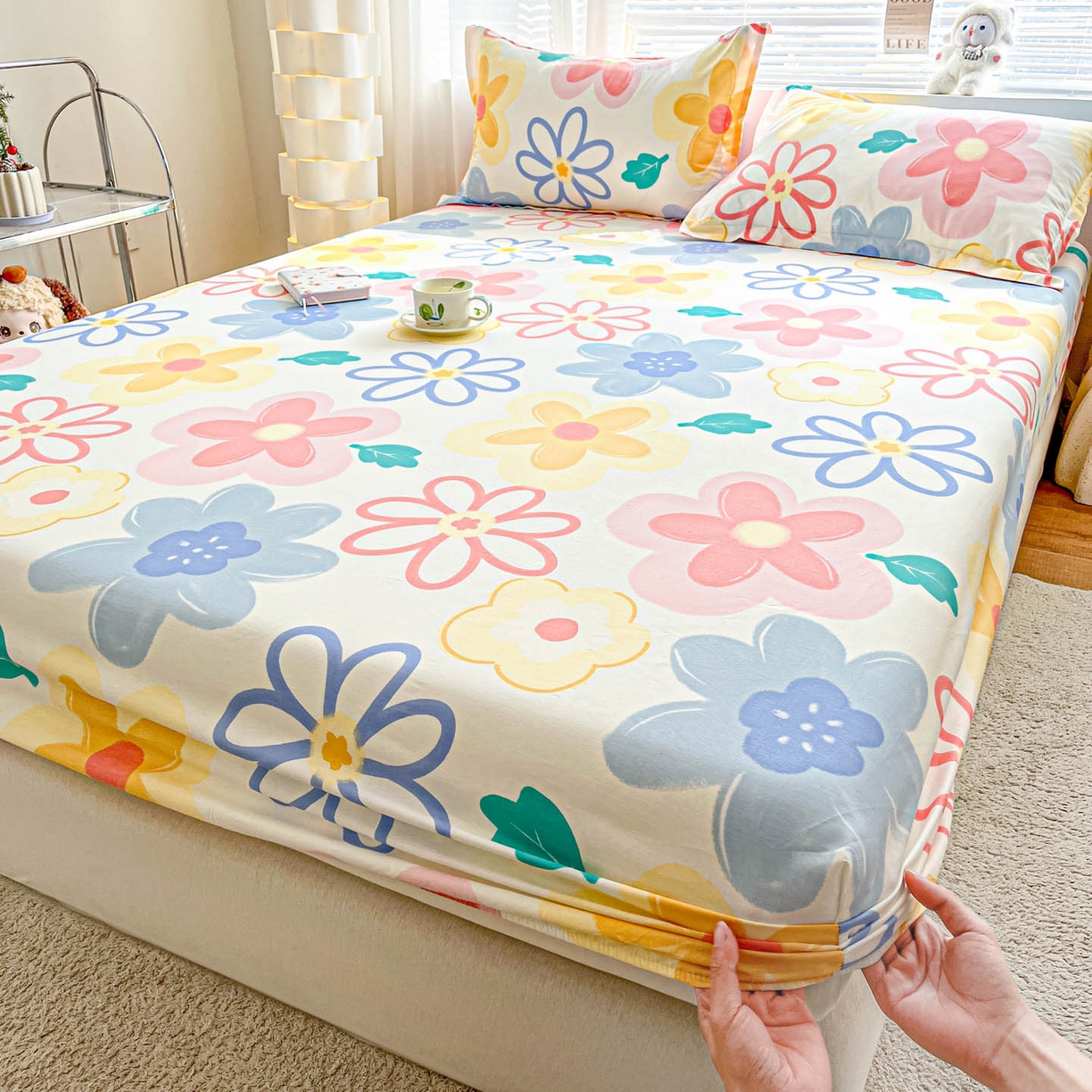 91家纺网 家纺一手货源 找家纺 涵宸家纺 2026新款亲肤舒适全棉印花单床笠-68系列 总 床笠-爱恋