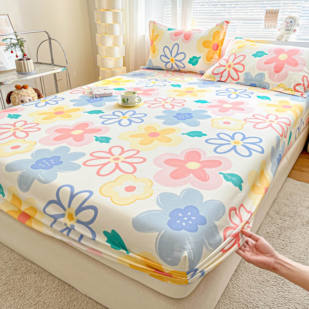 91家纺网 家纺一手货源 找家纺 涵宸家纺 2026新款亲肤舒适全棉印花单床笠-68系列 总 床笠-爱恋