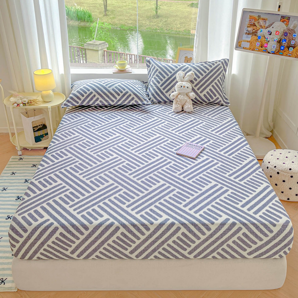 涵宸家纺 2026新款亲肤舒适全棉印花单床笠-68系列 总 床笠-洛伊-灰