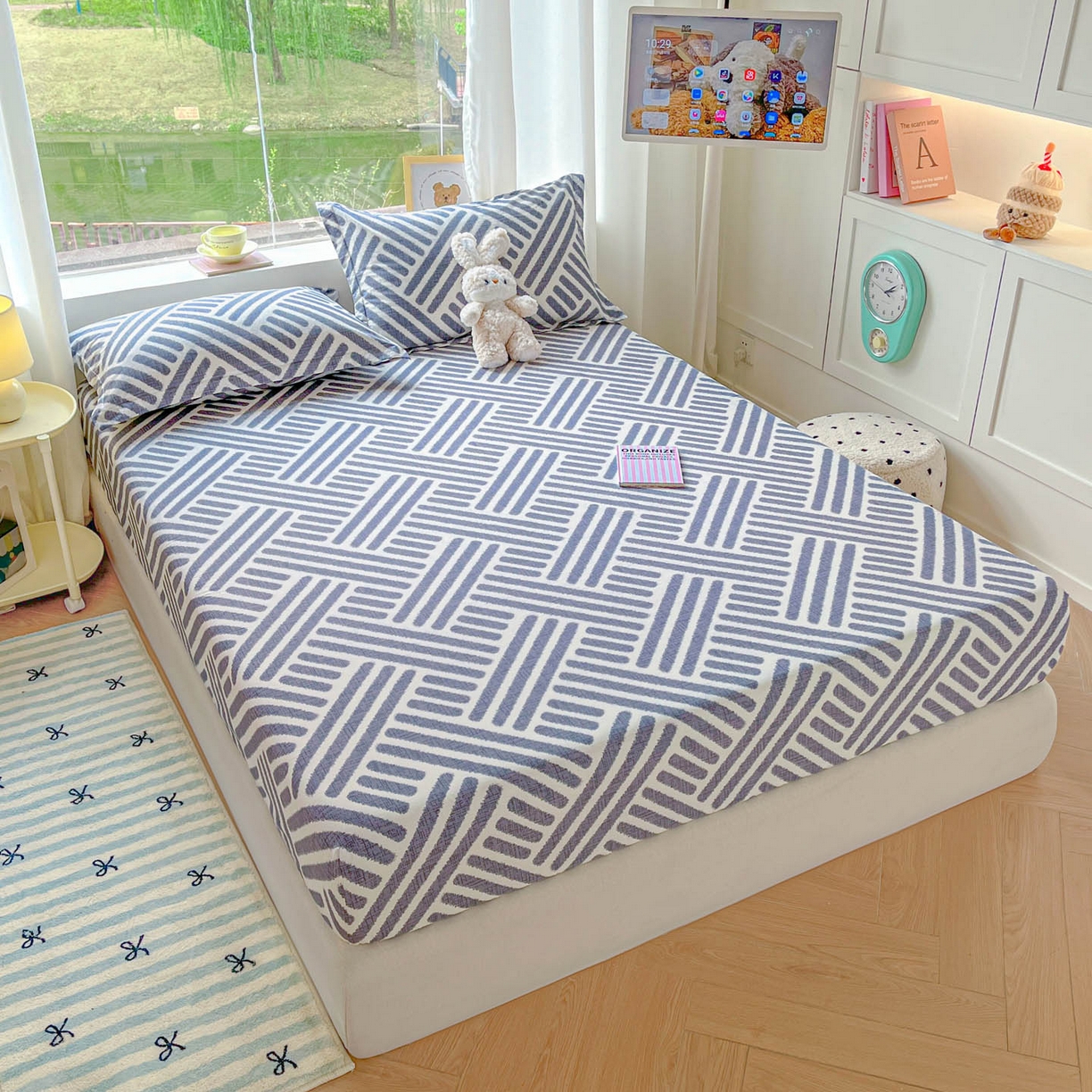 91家纺网 家纺一手货源 找家纺 涵宸家纺 2026新款亲肤舒适全棉印花单床笠-68系列 总 床笠-洛伊-灰