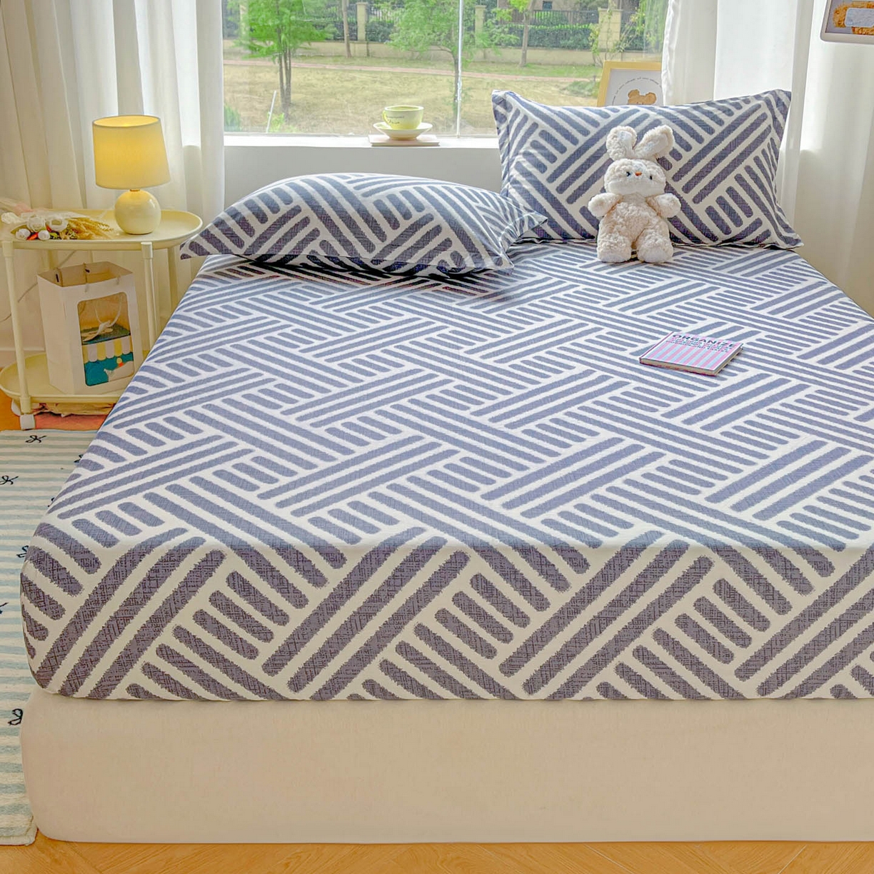 91家纺网 家纺一手货源 找家纺 涵宸家纺 2026新款亲肤舒适全棉印花单床笠-68系列 总 床笠-洛伊-灰