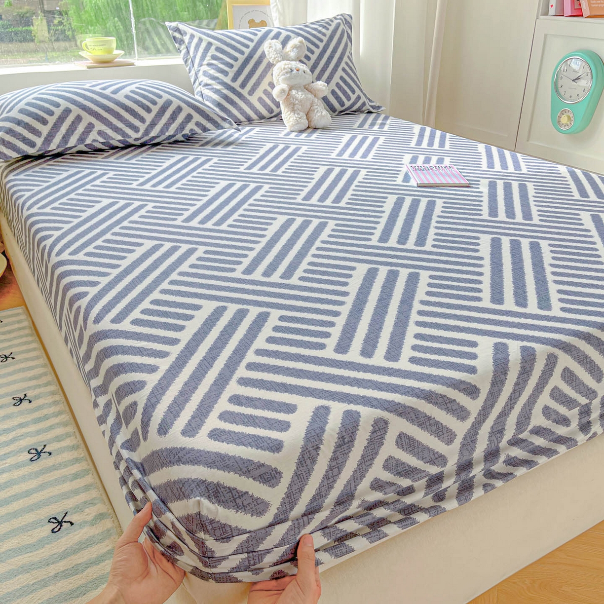 91家纺网 家纺一手货源 找家纺 涵宸家纺 2026新款亲肤舒适全棉印花单床笠-68系列 总 床笠-洛伊-灰