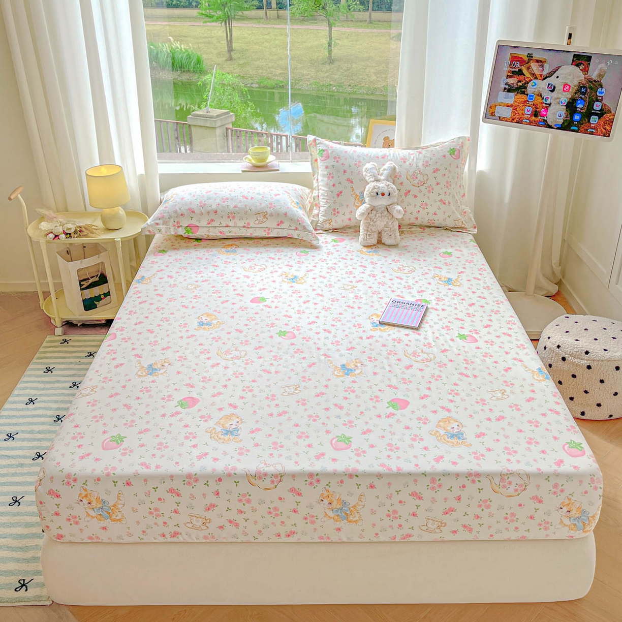 涵宸家纺 2026新款亲肤舒适全棉印花单床笠-68系列 总 床笠-萌小喵