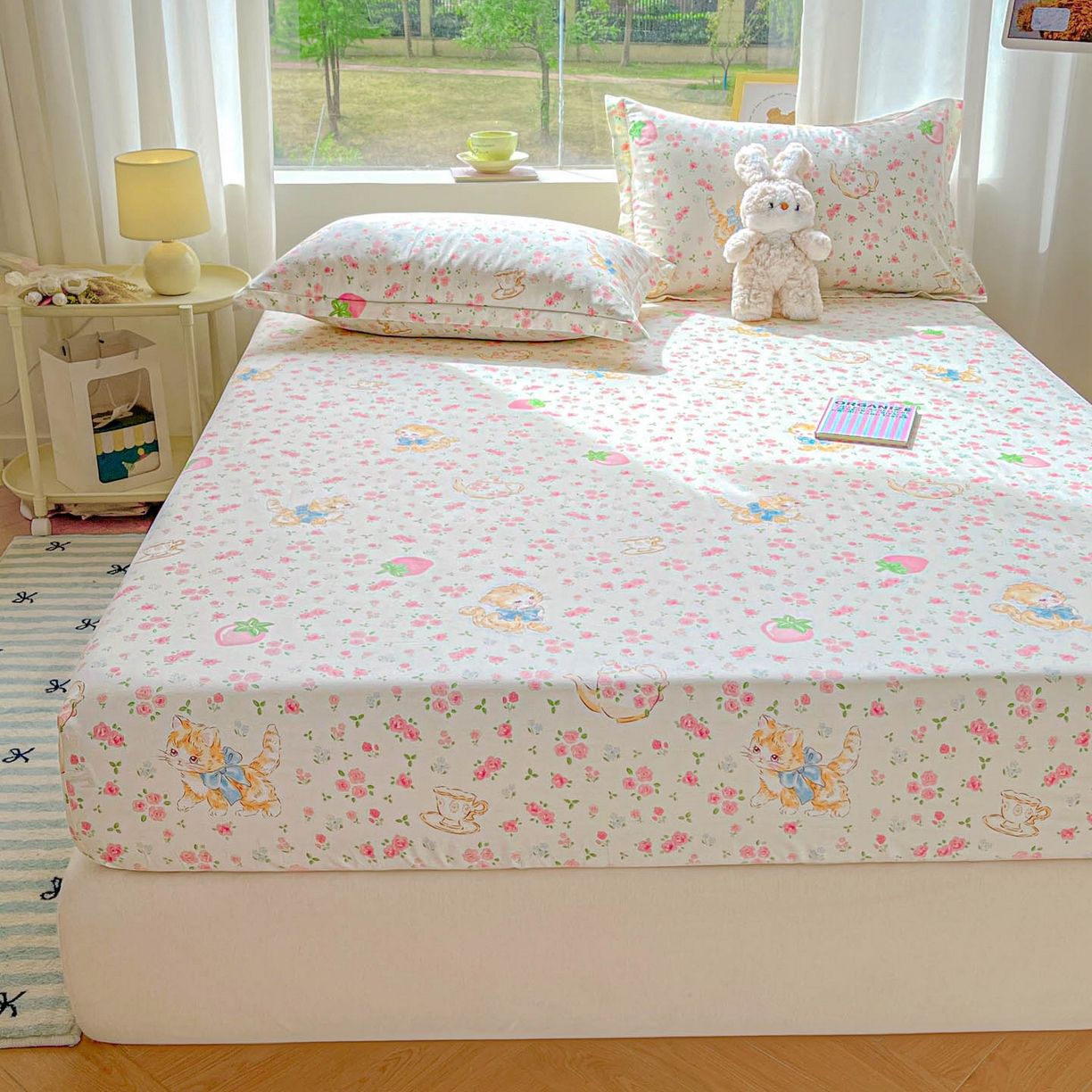 91家纺网 家纺一手货源 找家纺 涵宸家纺 2026新款亲肤舒适全棉印花单床笠-68系列 总 床笠-萌小喵