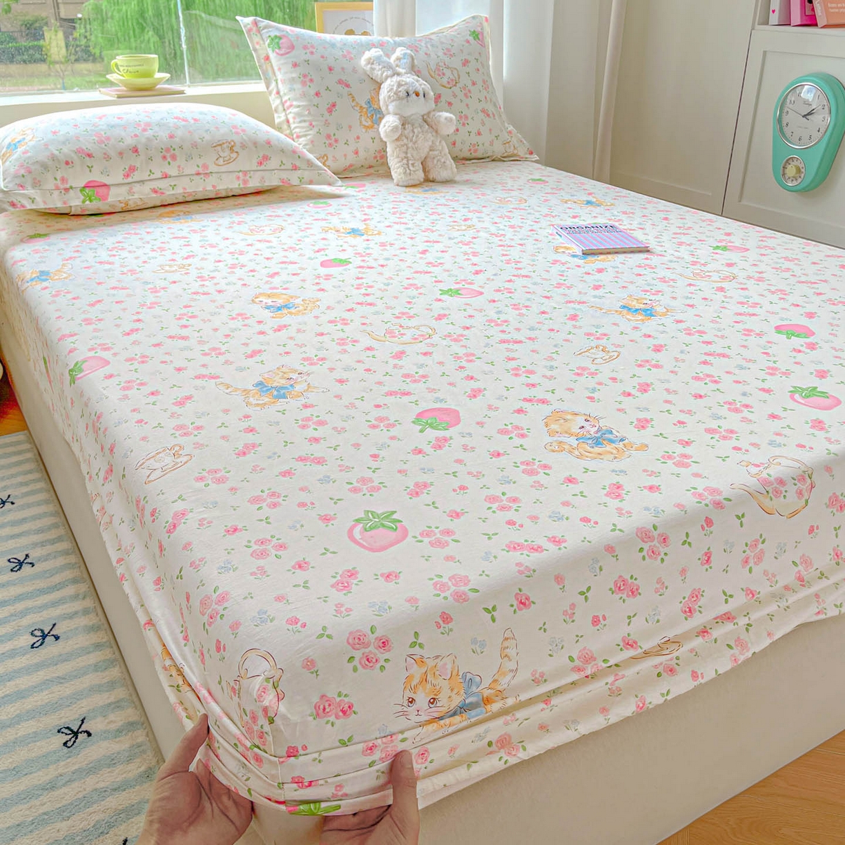 91家纺网 家纺一手货源 找家纺 涵宸家纺 2026新款亲肤舒适全棉印花单床笠-68系列 总 床笠-萌小喵