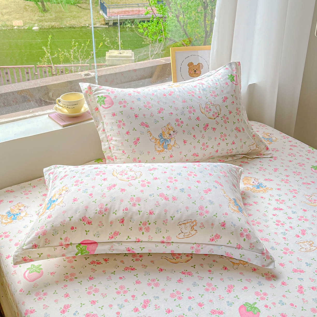 91家纺网 家纺一手货源 找家纺 涵宸家纺 2026新款亲肤舒适全棉印花单床笠-68系列 总 床笠-萌小喵