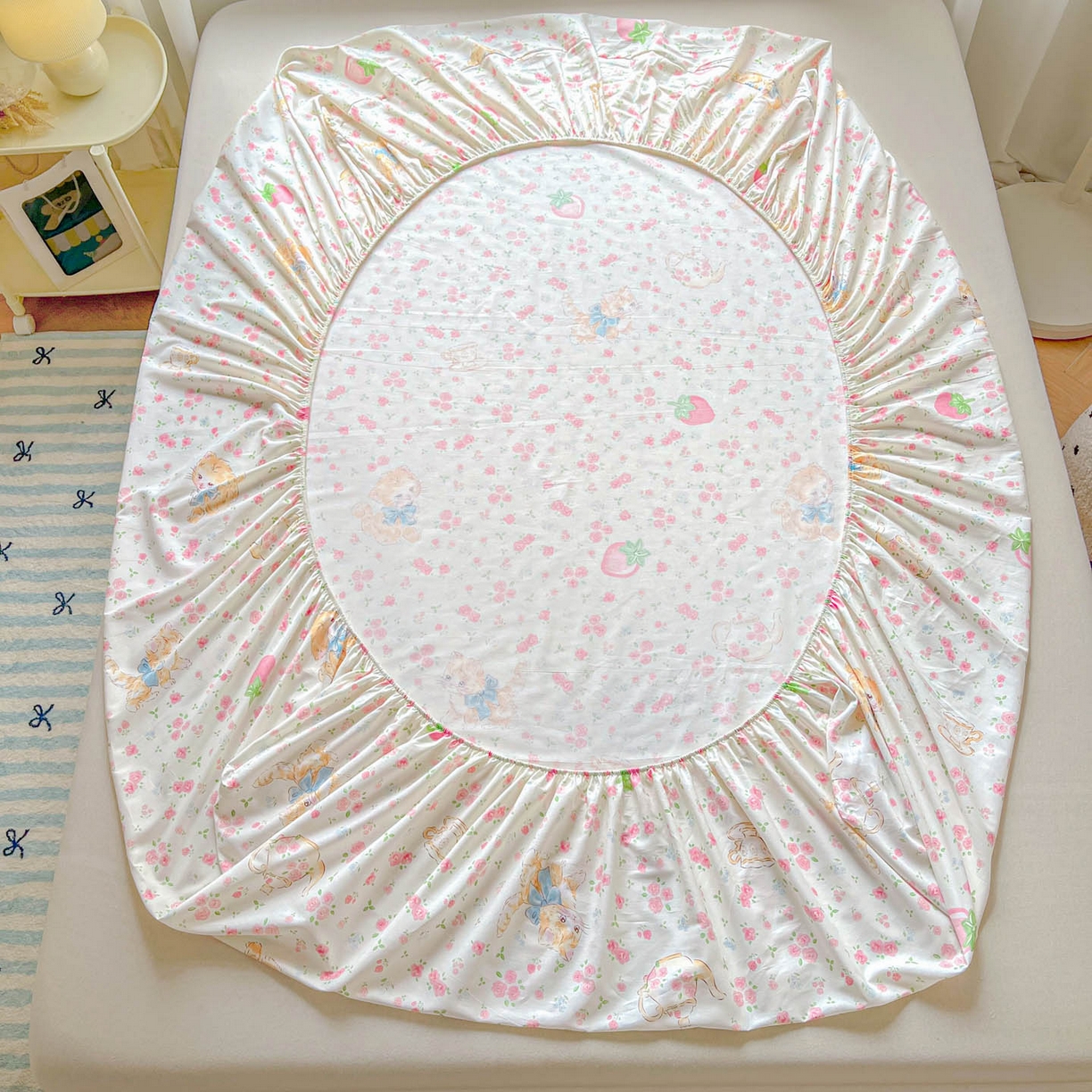 91家纺网 家纺一手货源 找家纺 涵宸家纺 2026新款亲肤舒适全棉印花单床笠-68系列 总 床笠-萌小喵