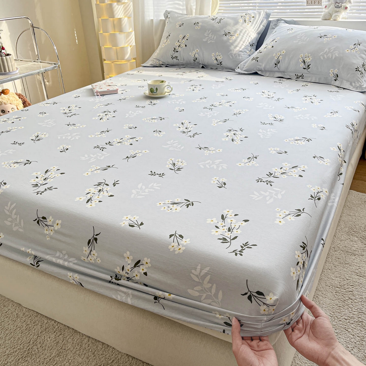 91家纺网 家纺一手货源 找家纺 涵宸家纺 2026新款亲肤舒适全棉印花单床笠-68系列 总 床笠-那年花开