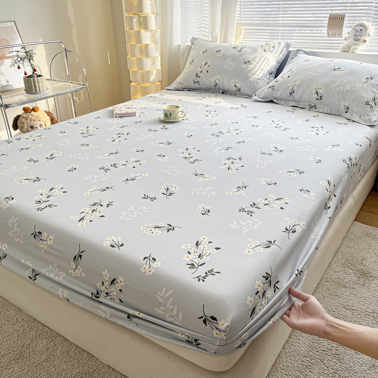 91家纺网 家纺一手货源 找家纺 涵宸家纺 2026新款亲肤舒适全棉印花单床笠-68系列 总 床笠-那年花开