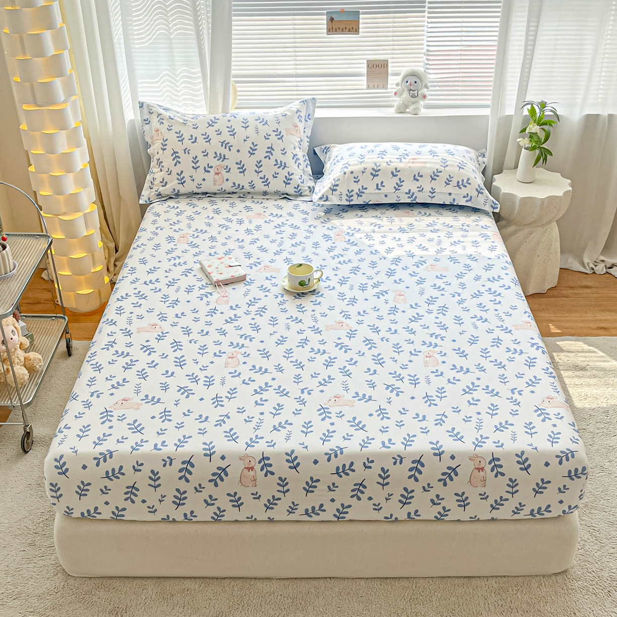 涵宸家纺 2026新款亲肤舒适全棉印花单床笠-68系列 总 床笠-兔影