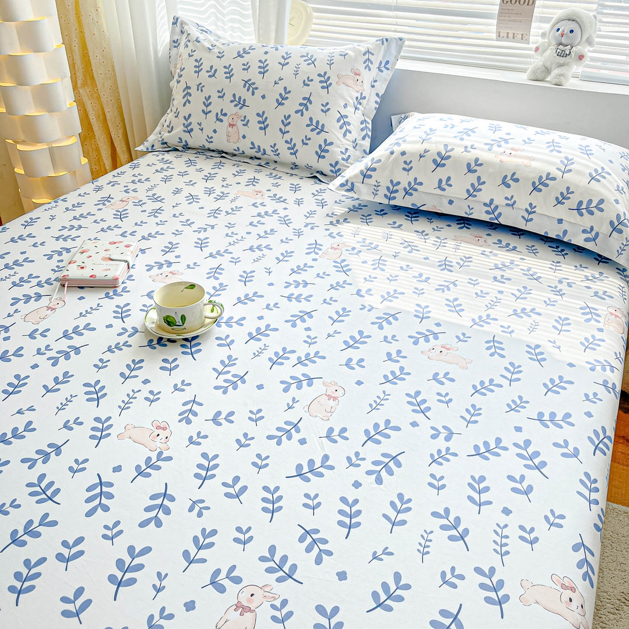 91家纺网 家纺一手货源 找家纺 涵宸家纺 2026新款亲肤舒适全棉印花单床笠-68系列 总 床笠-兔影