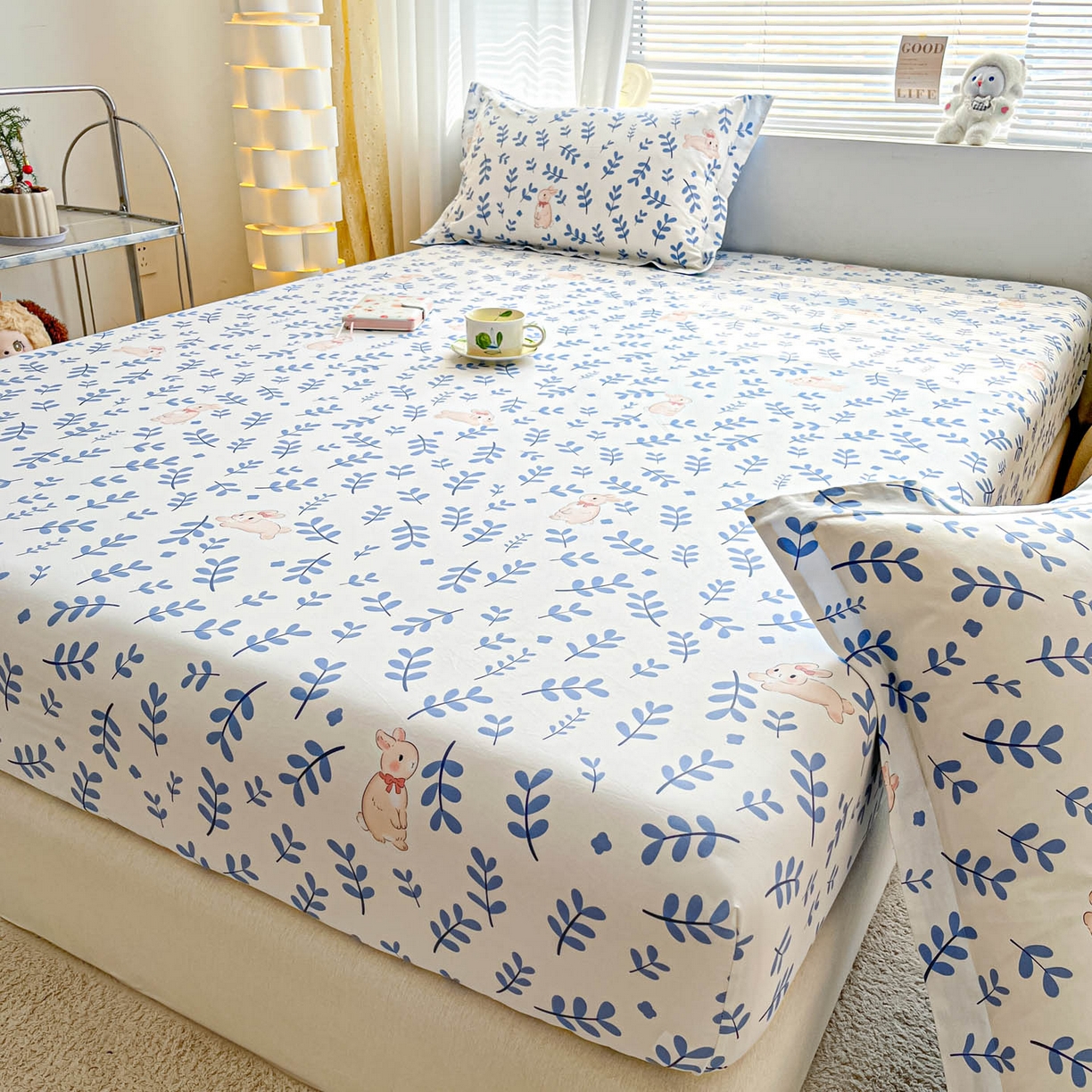 91家纺网 家纺一手货源 找家纺 涵宸家纺 2026新款亲肤舒适全棉印花单床笠-68系列 总 床笠-兔影