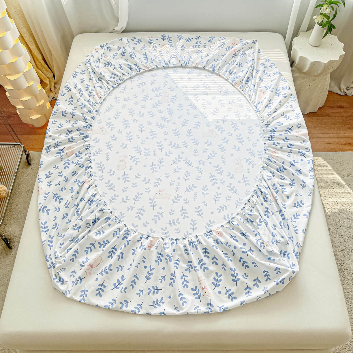 91家纺网 家纺一手货源 找家纺 涵宸家纺 2026新款亲肤舒适全棉印花单床笠-68系列 总 床笠-兔影