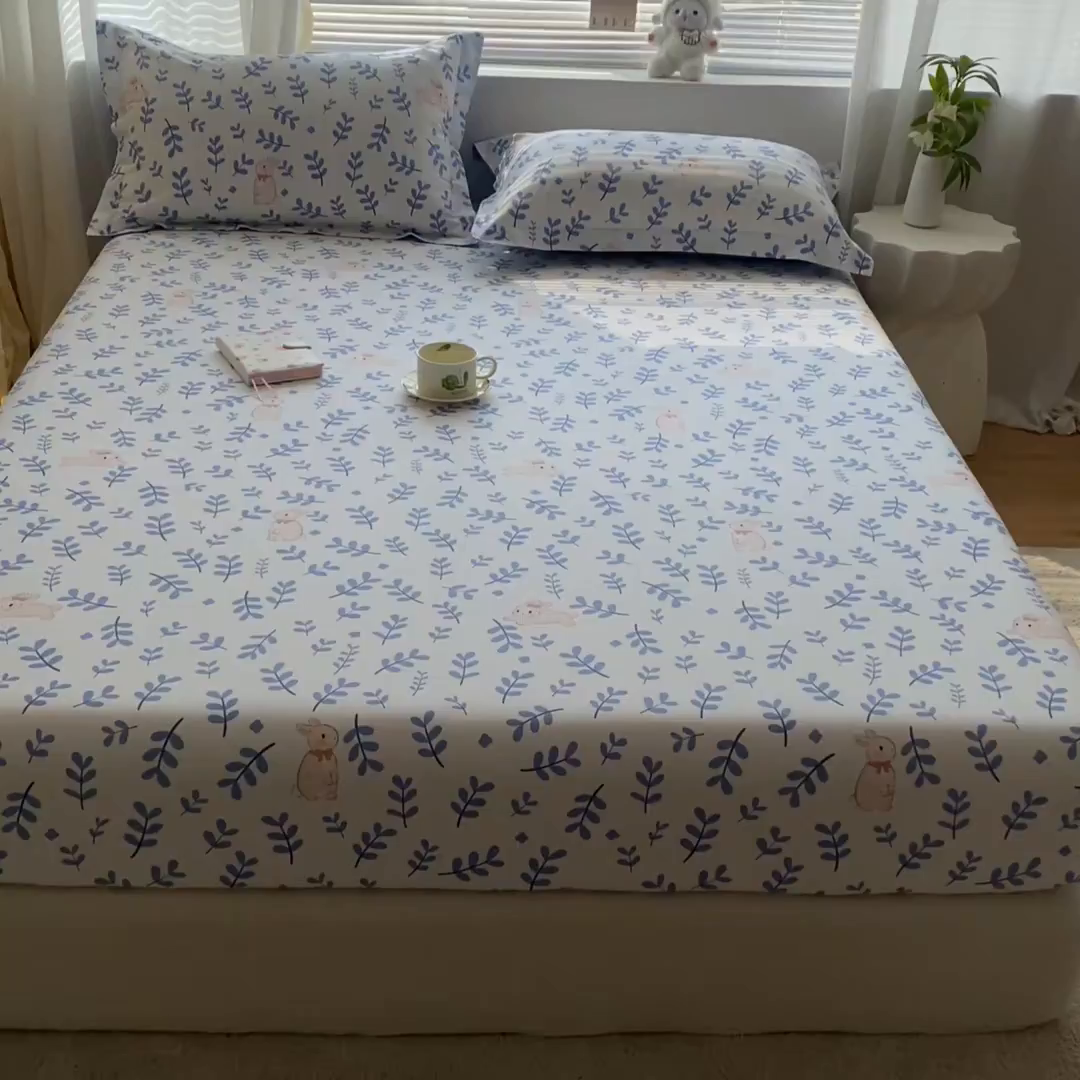 91家纺网 家纺一手货源 找家纺 涵宸家纺 2026新款亲肤舒适全棉印花单床笠-68系列 总 床笠-兔影