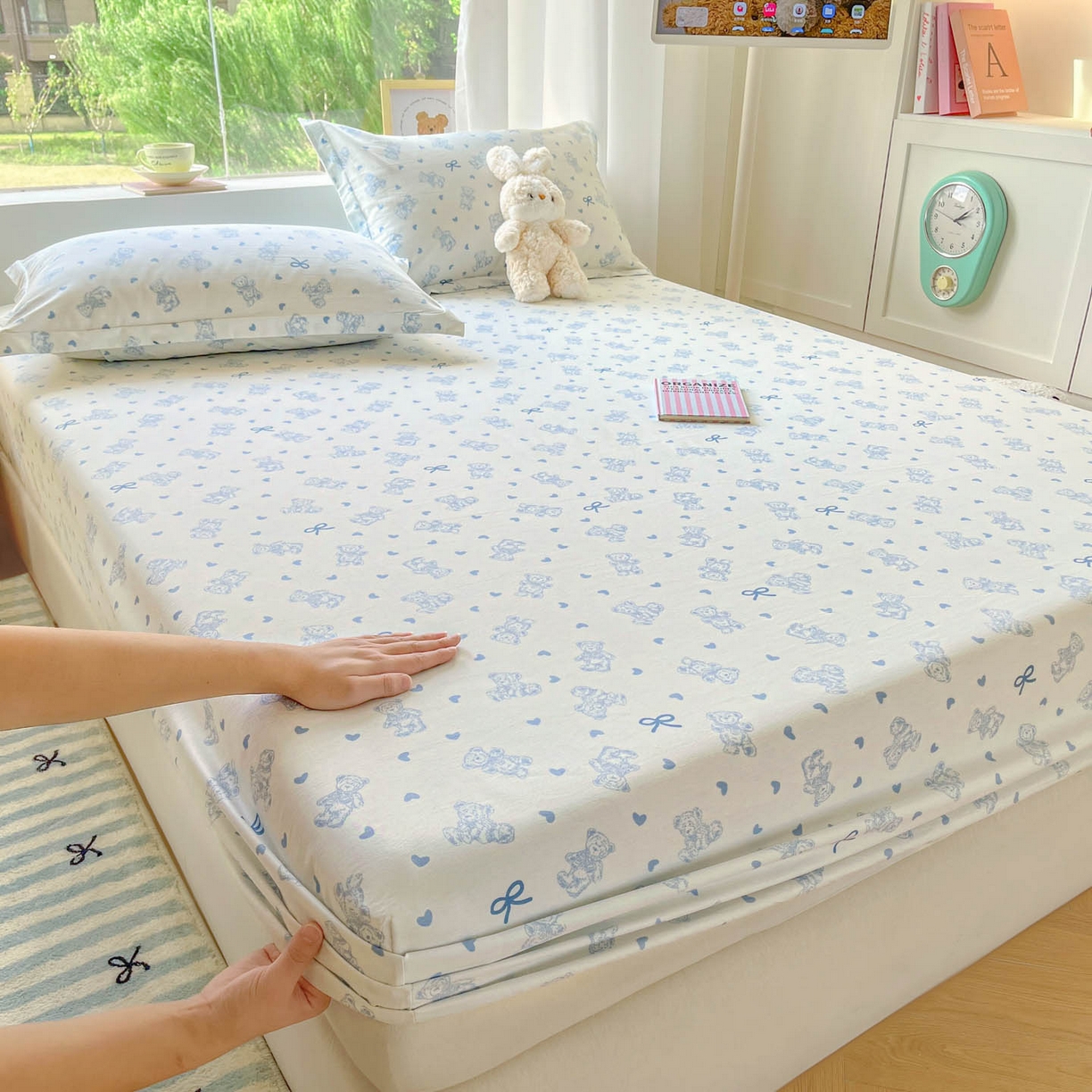 91家纺网 家纺一手货源 找家纺 涵宸家纺 2026新款亲肤舒适全棉印花单床笠-68系列 总 床笠-幸运熊