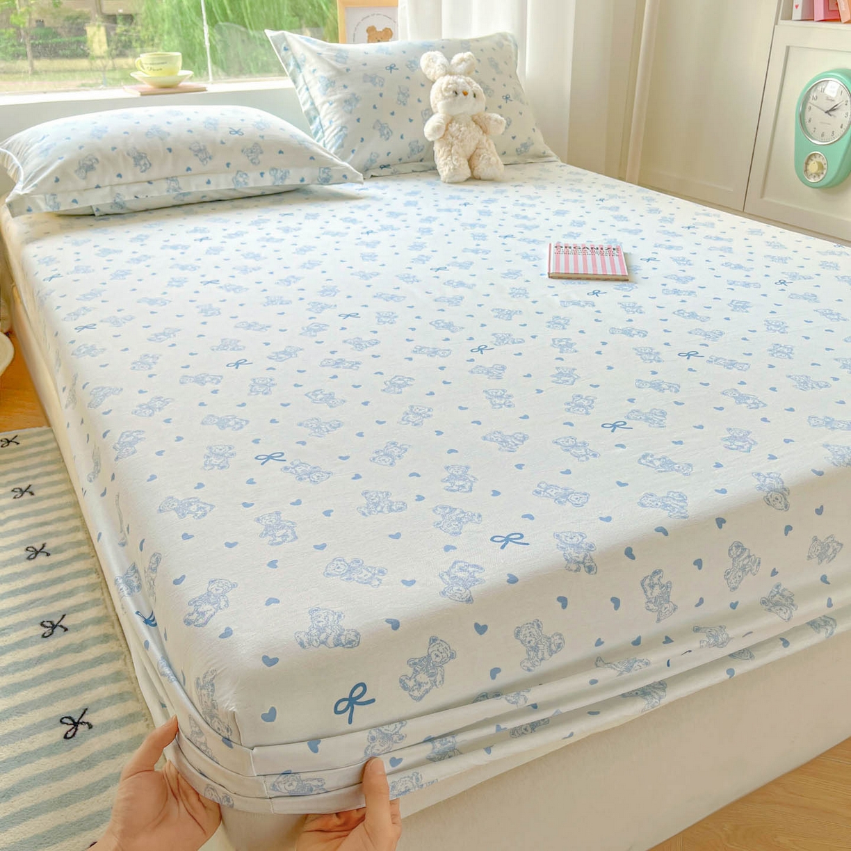 91家纺网 家纺一手货源 找家纺 涵宸家纺 2026新款亲肤舒适全棉印花单床笠-68系列 总 床笠-幸运熊