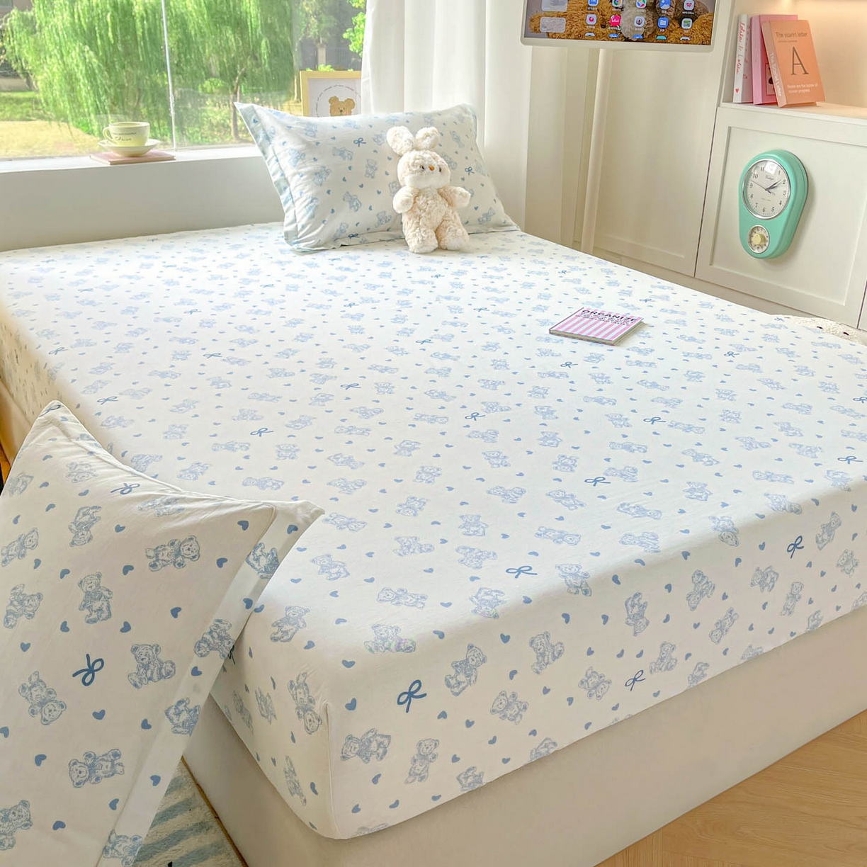 91家纺网 家纺一手货源 找家纺 涵宸家纺 2026新款亲肤舒适全棉印花单床笠-68系列 总 床笠-幸运熊