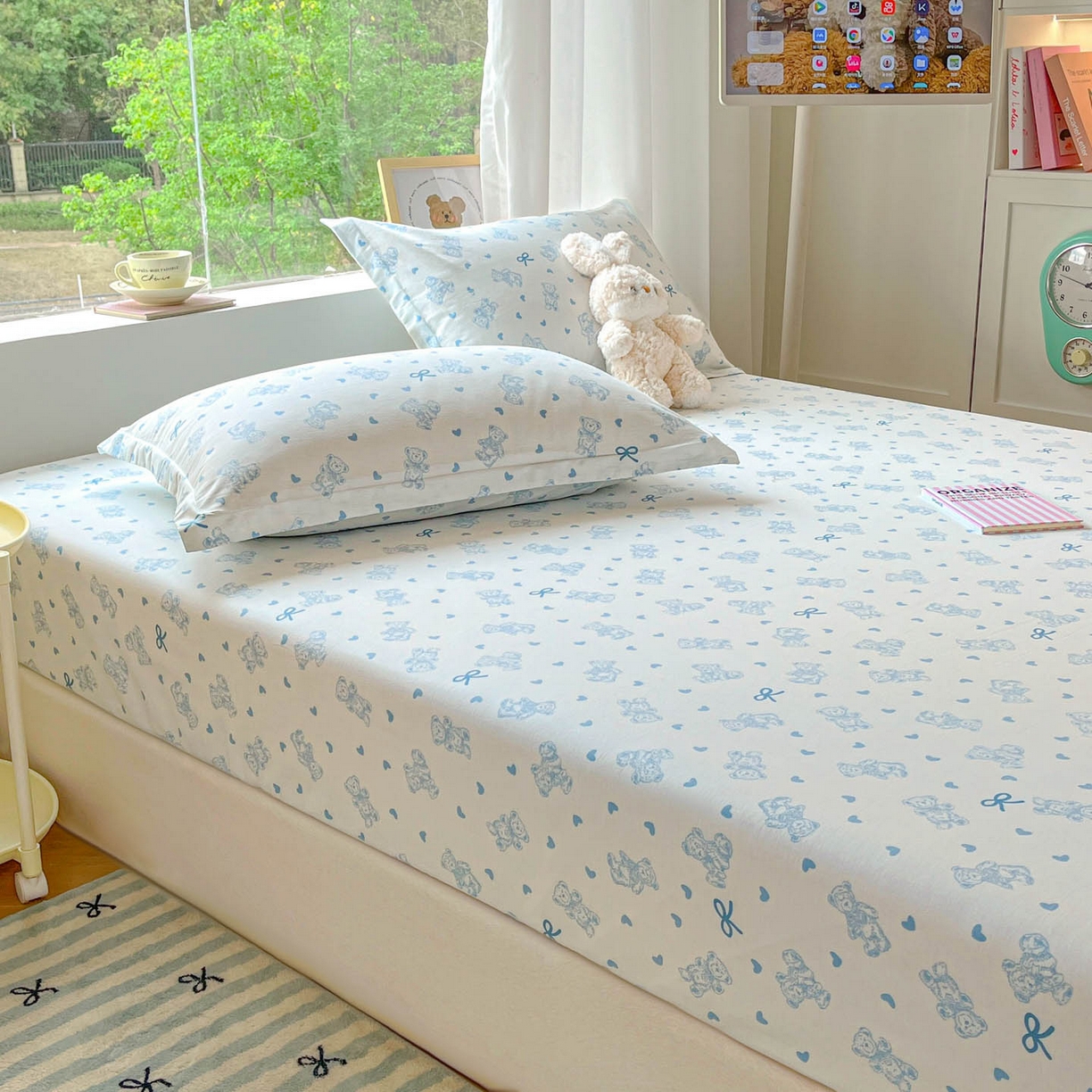 91家纺网 家纺一手货源 找家纺 涵宸家纺 2026新款亲肤舒适全棉印花单床笠-68系列 总 床笠-幸运熊